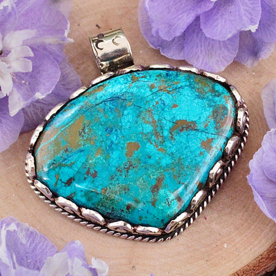 JN2836-Chrysocolla-Pendant-Tibetan-Silver-M