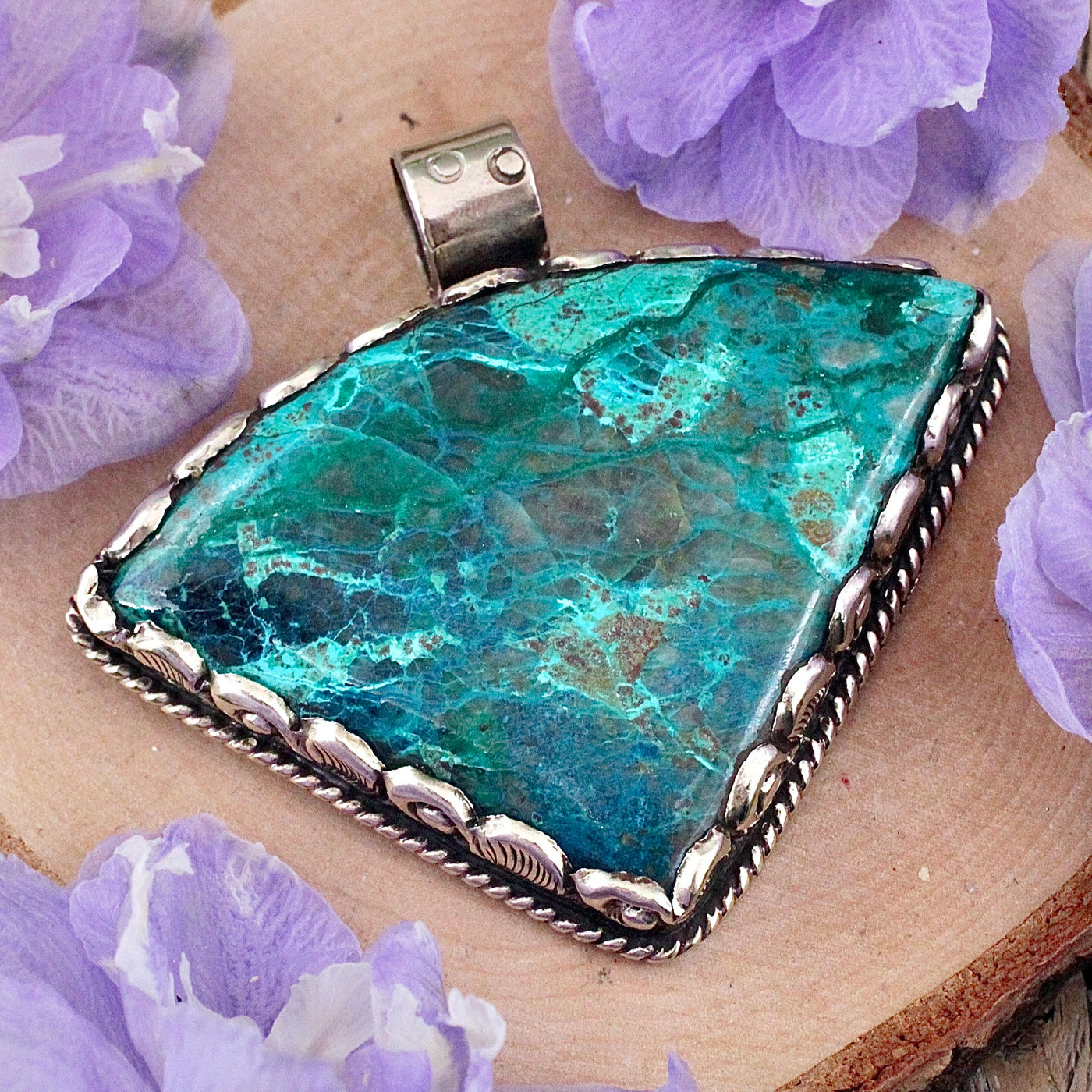 JN2837-Chrysocolla-Pendant-Tibetan-Silver-N