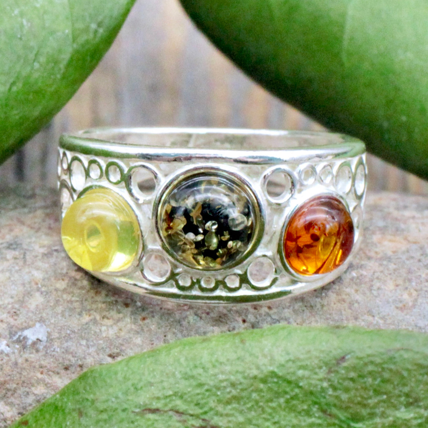 Amber Tri-Color Ring