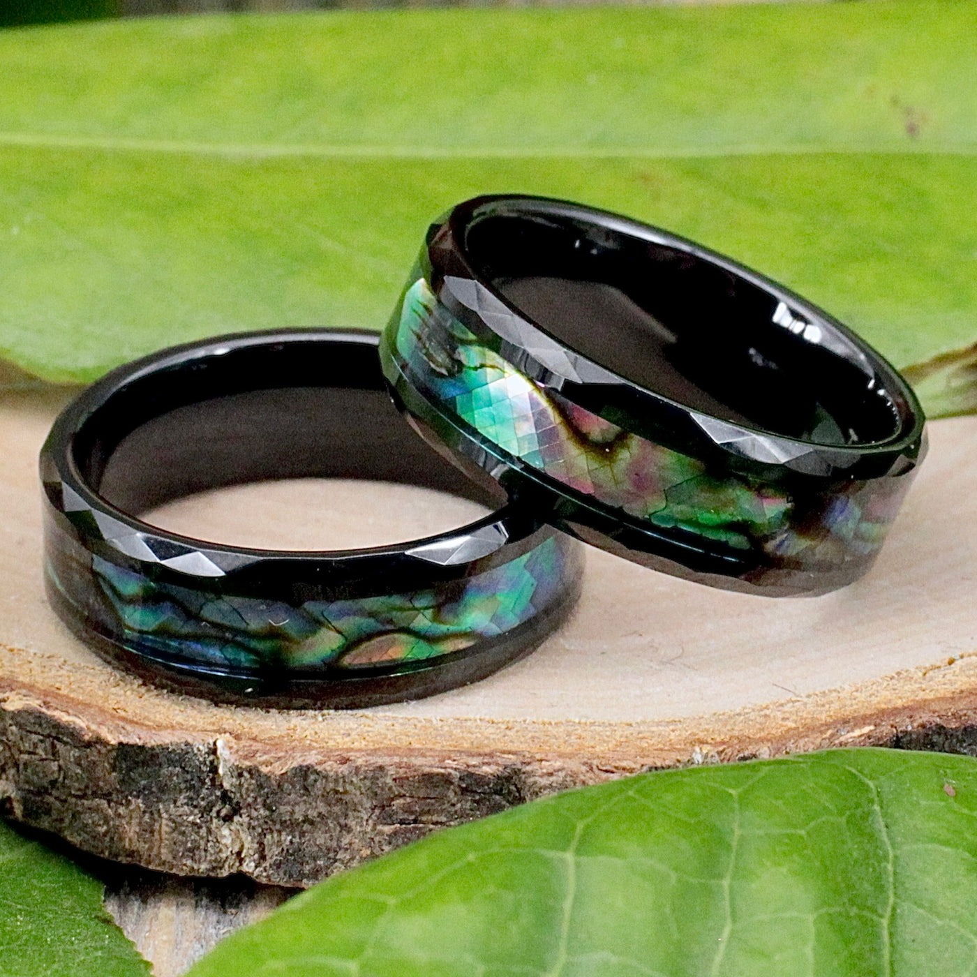 Tungsten Ring with Abalone Inlay