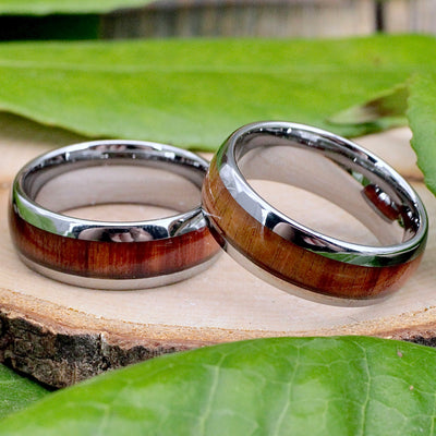 Tungsten Ring with Wood Inlay