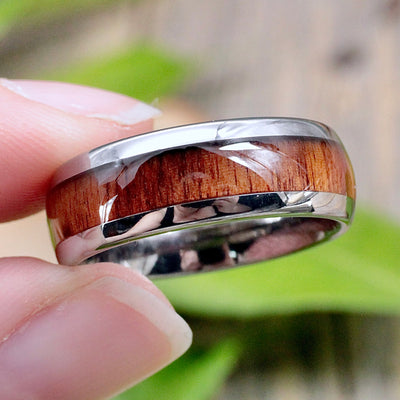 Tungsten Ring with Wood Inlay