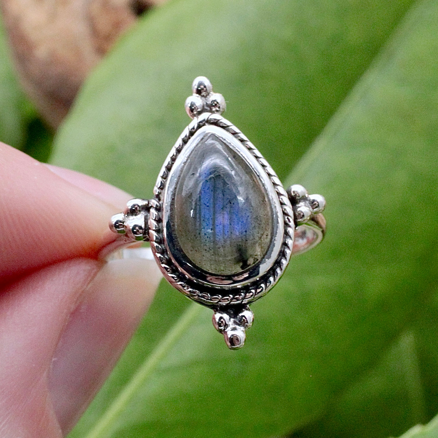 Labradorite Teardrop Ring