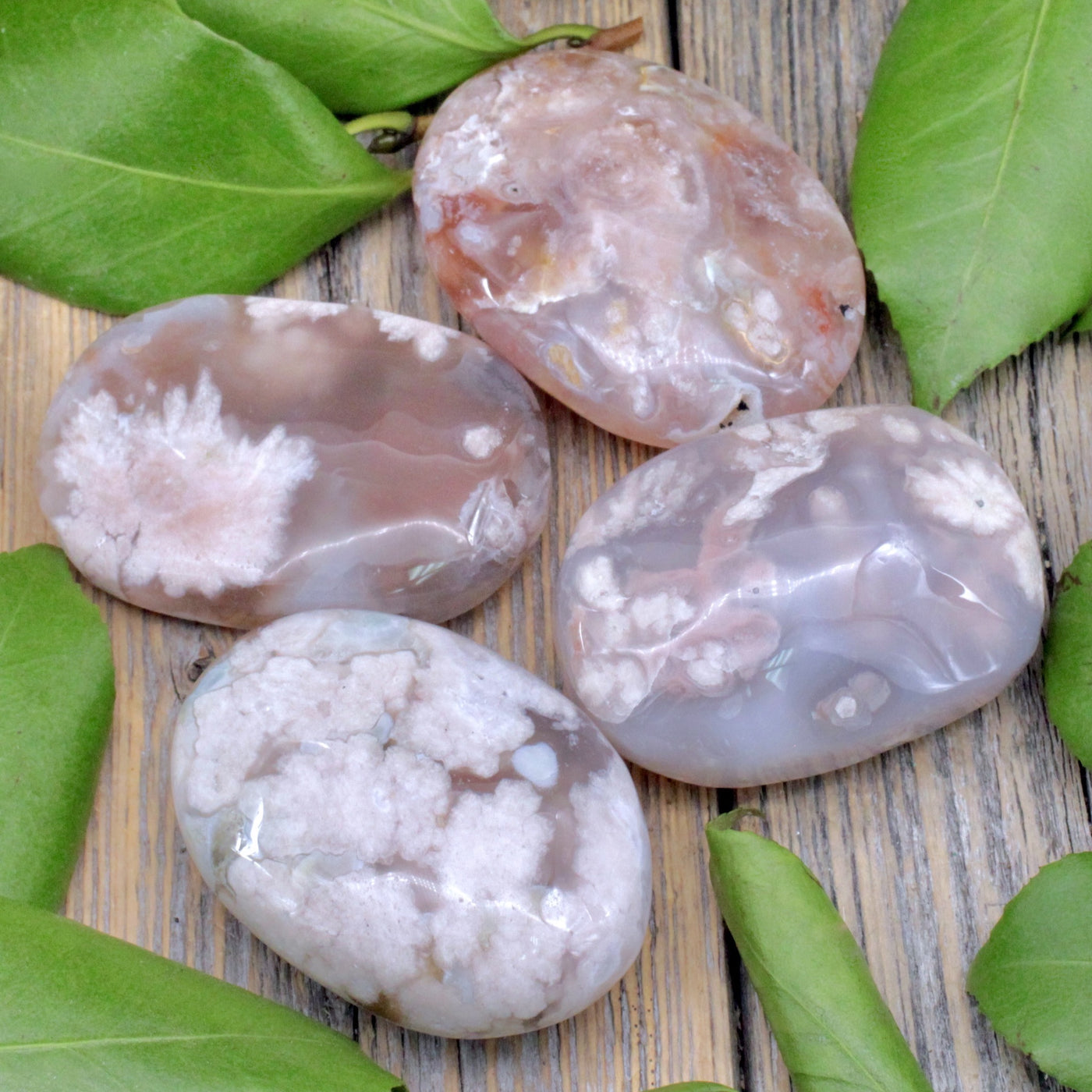 Flower Agate Palm Stone