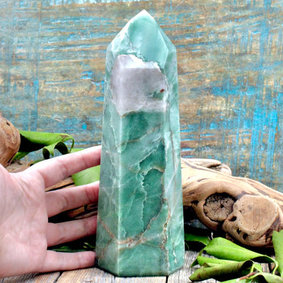 Green Aventurine with Quartz Tower