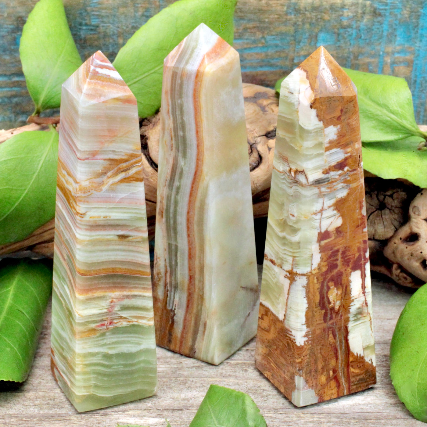 Green Banded Calcite Obelisk