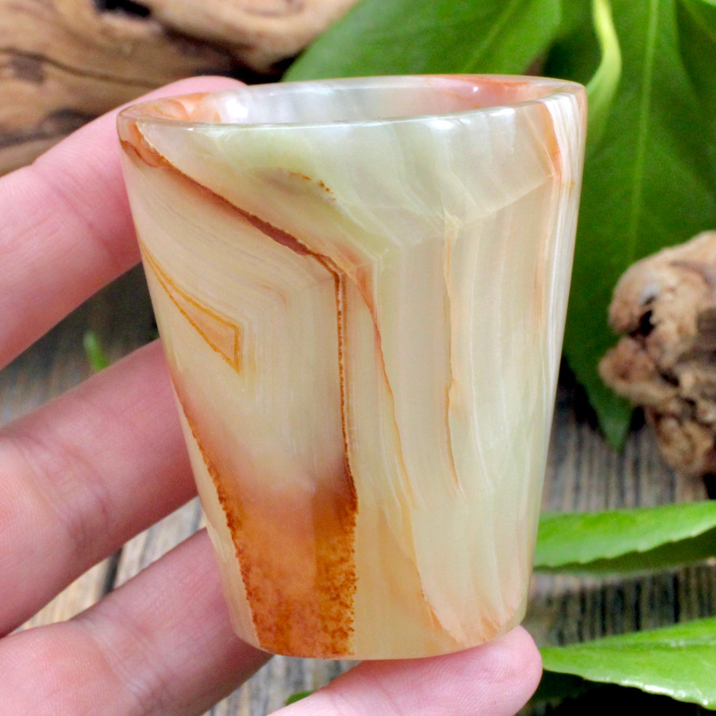 Green Banded Calcite Shot Glass Set