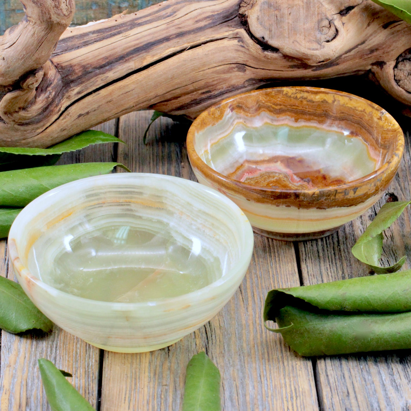 Green Banded Calcite Bowl