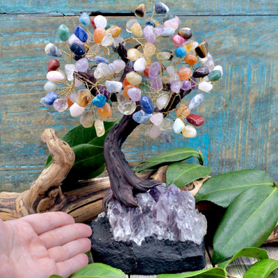 Multi-Stone Crystal Tree with Amethyst Cluster Base