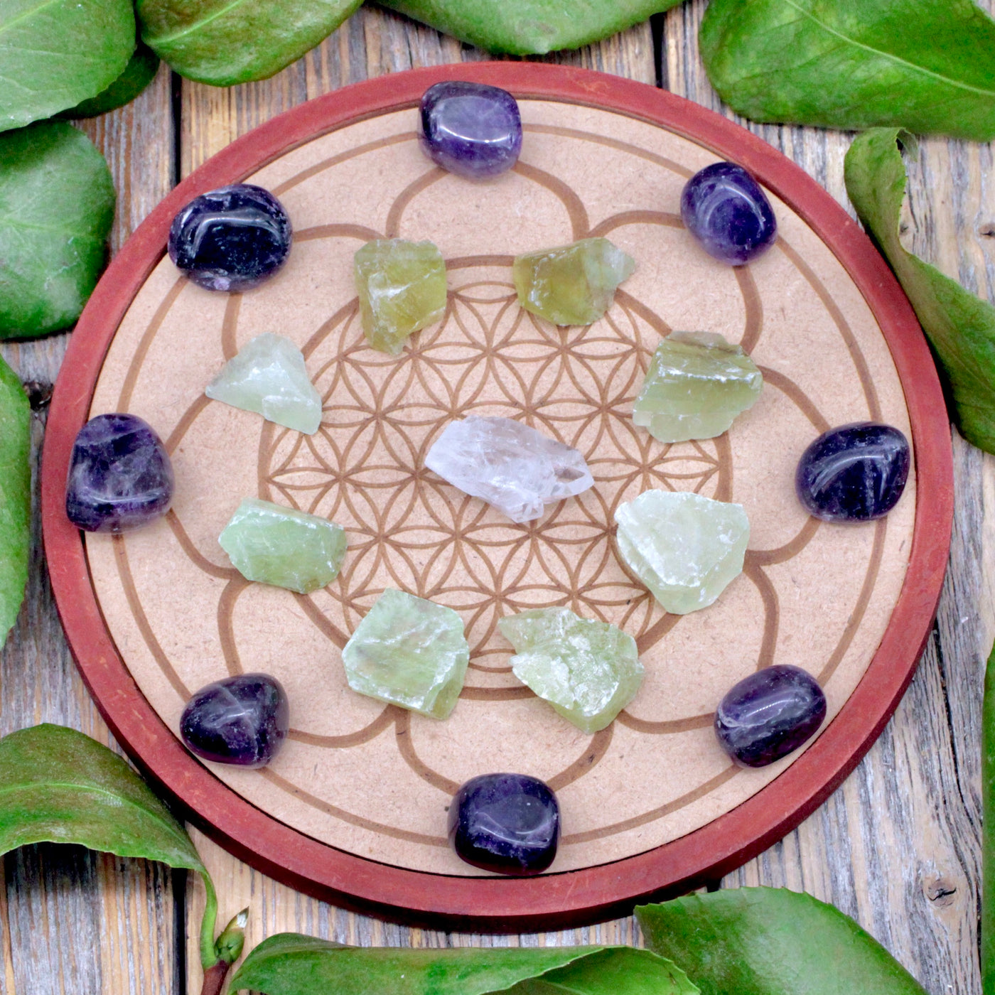 Wood Crystal Grid Set - Healing