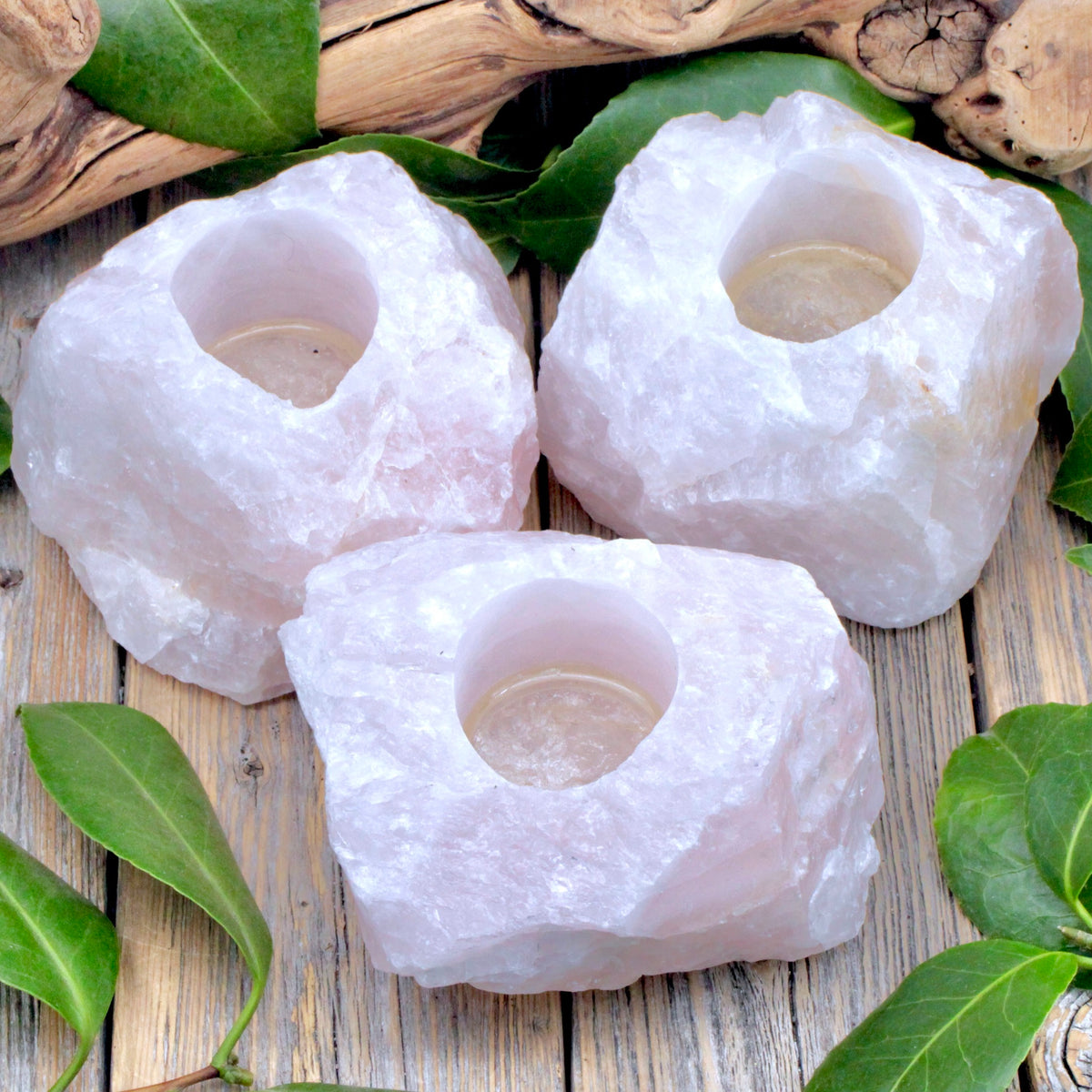 Rose Quartz Chunk Candle Holder