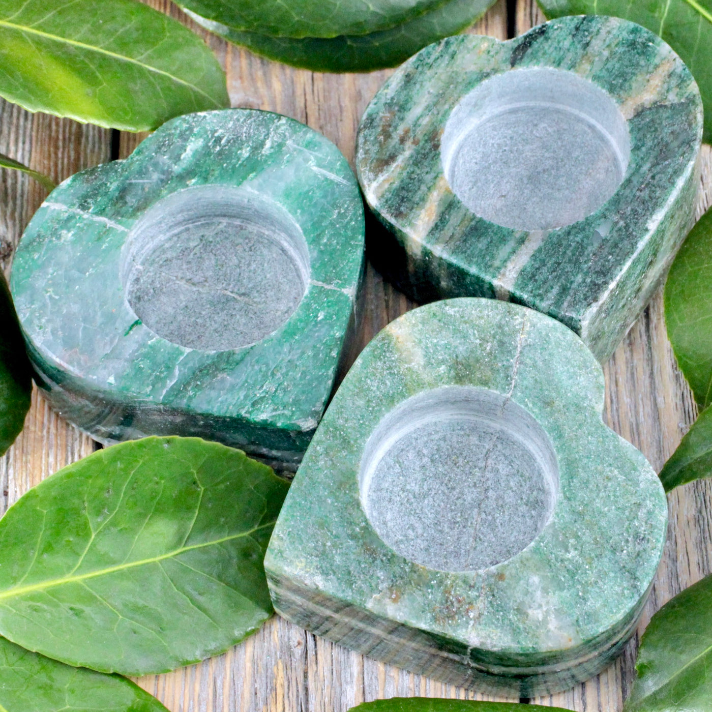 Green Aventurine Heart Candle Holder