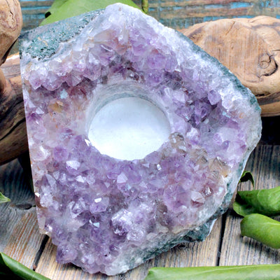 Amethyst Druzy Candle Holder