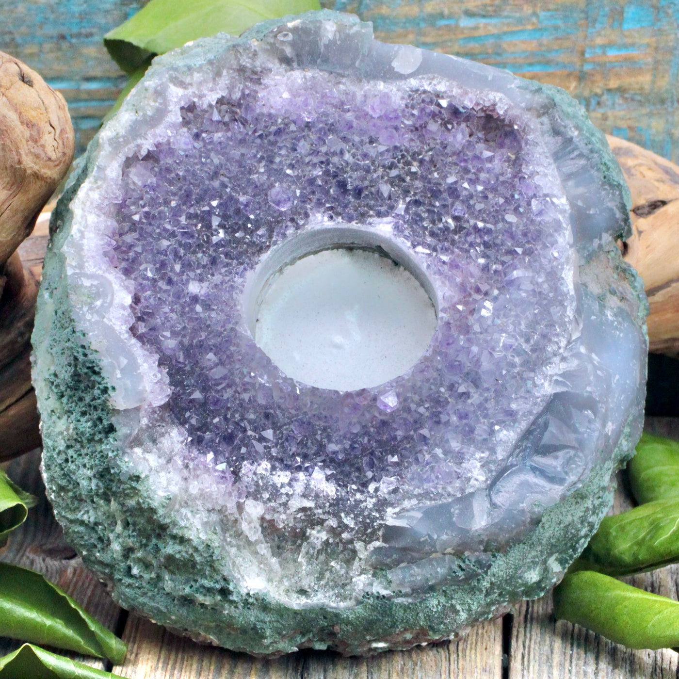 Amethyst Druzy Candle Holder