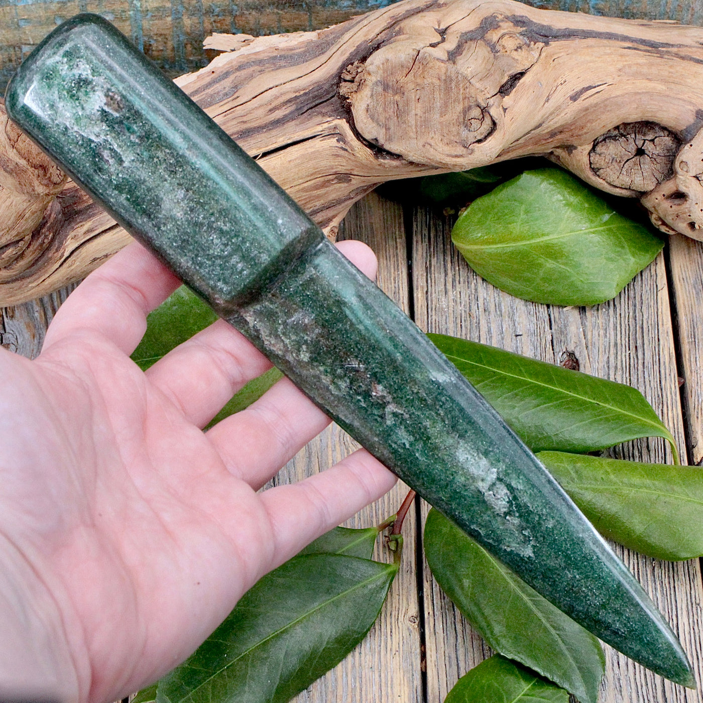 Dark Green Aventurine with Fuchsite Athame