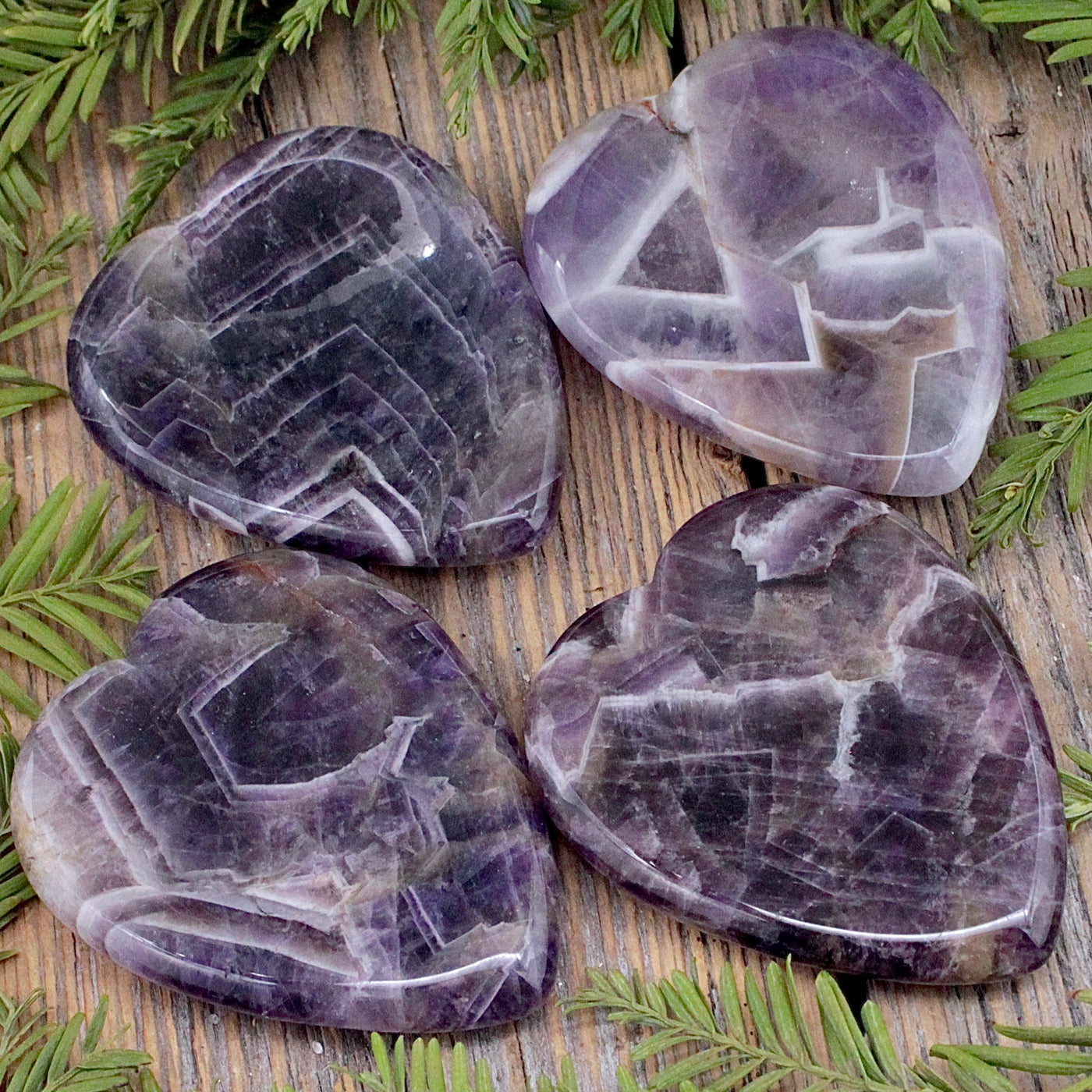 Chevron Amethyst Heart Worry Stone