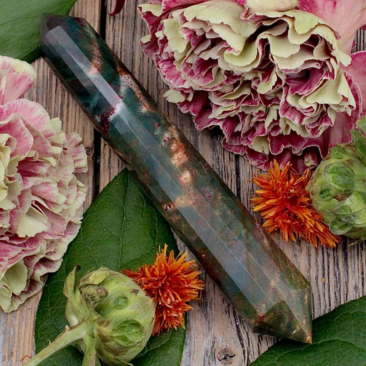 Faceted Bloodstone Vogel-Style Wand