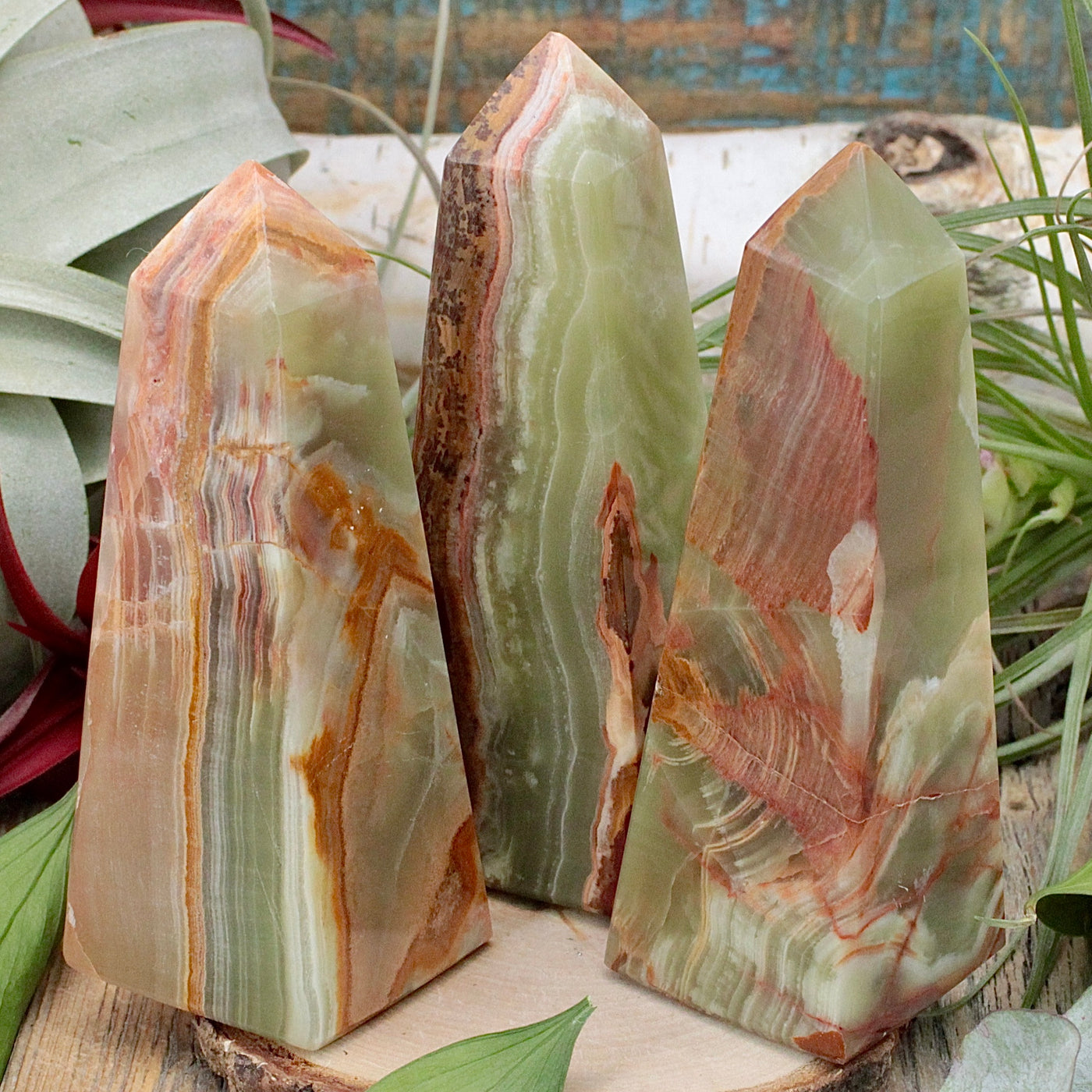 Green Banded Calcite Obelisk