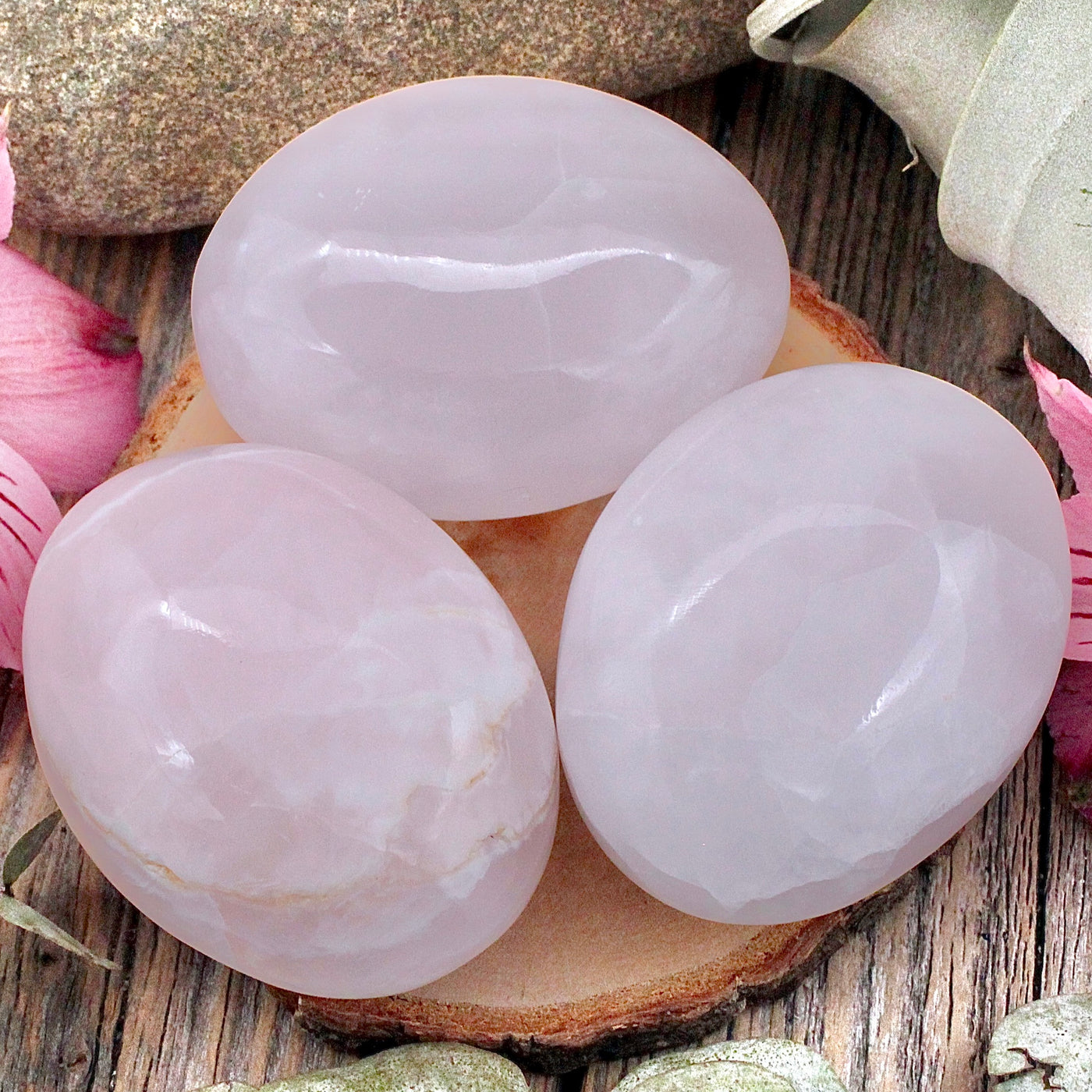 Pink Calcite Palm Stone