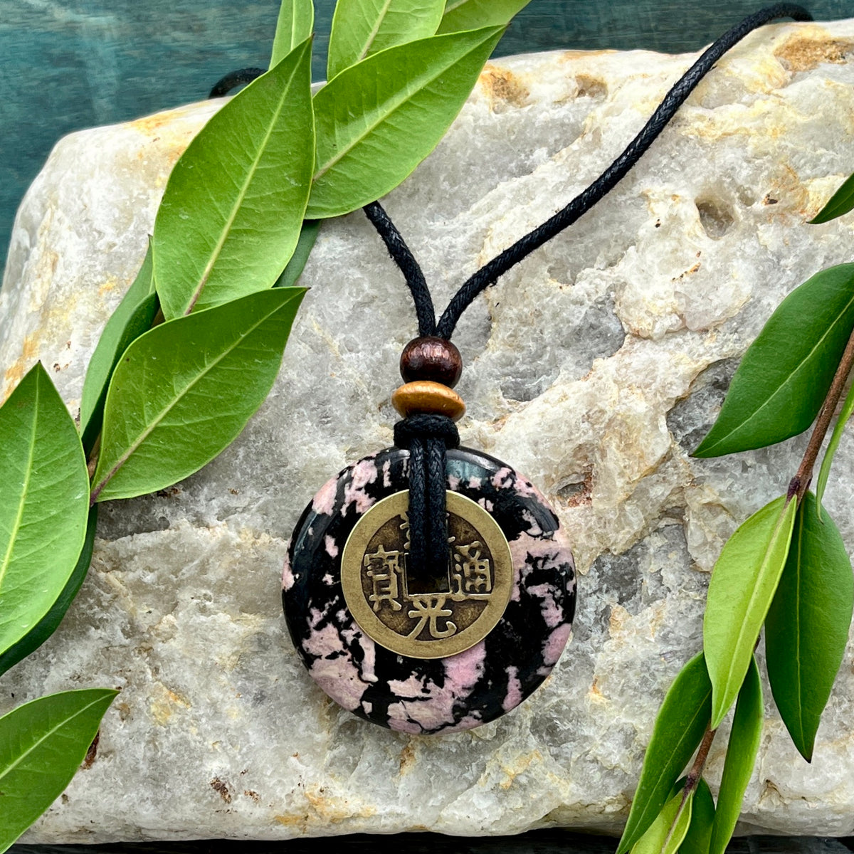 Heart Healer Rhodonite Necklace - Sacred Earth Amulet