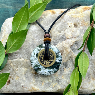 Health Moss Agate Necklace 40mm