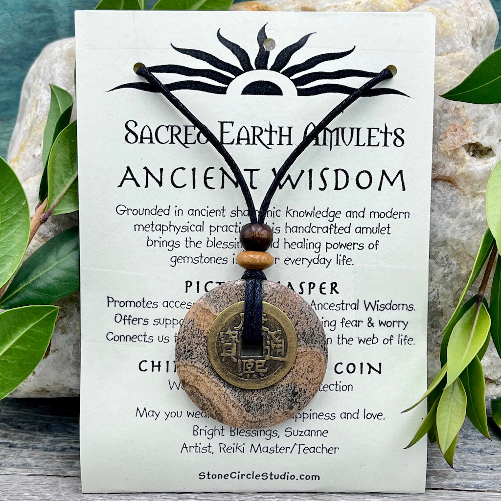 Ancient Wisdom Picture Jasper Necklace Sacred Earth Amulet