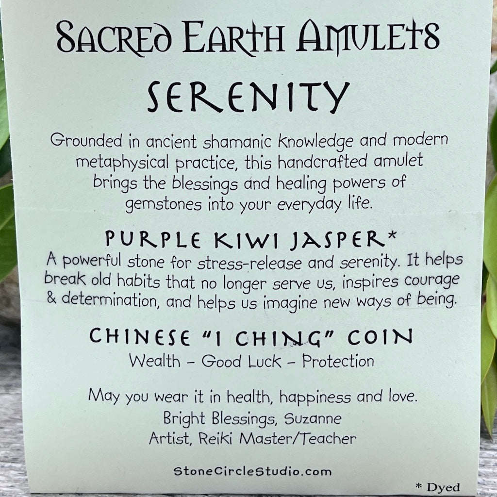 Serenity Kiwi Jasper Sacred Earth Amulet card