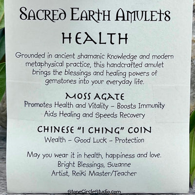 Health Moss Agate Necklace Sacred Earth Amulet card