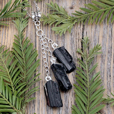 Black Tourmaline Triple Drop Pendant