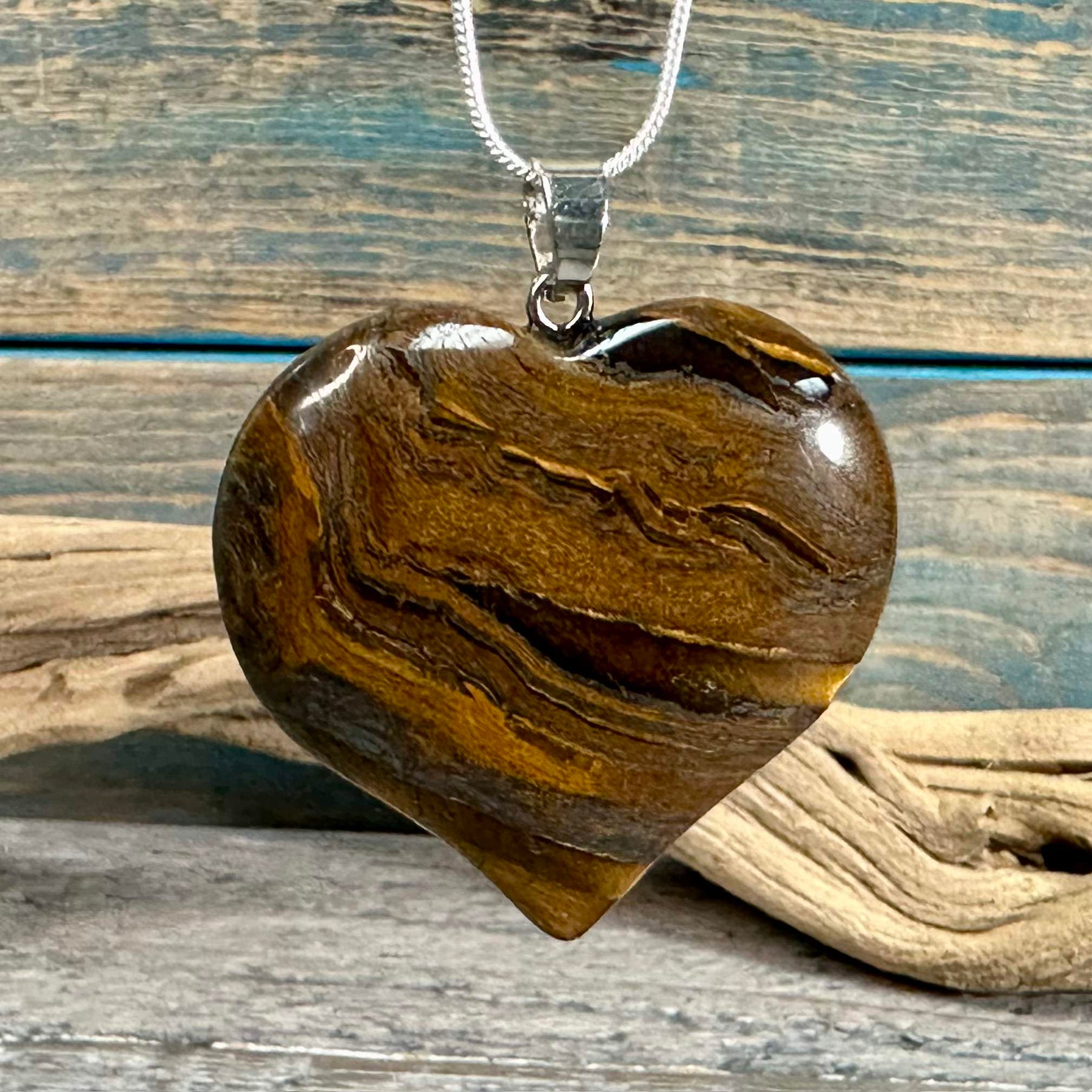 Tiger Iron heart pendant