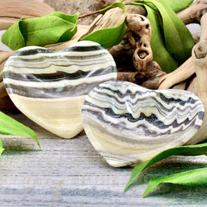 Zebra Calcite heart bowls