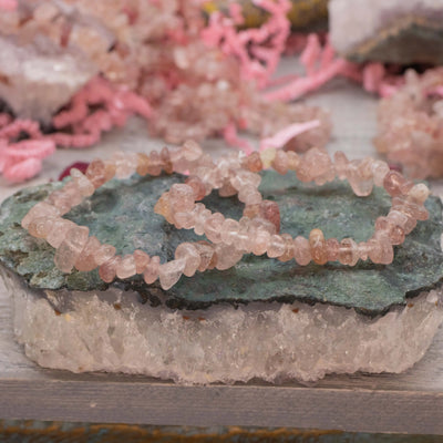 Strawberry Quartz Tumble Chip Bracelet Set