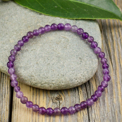 Amethyst Bracelet, 4mm Ball Beads