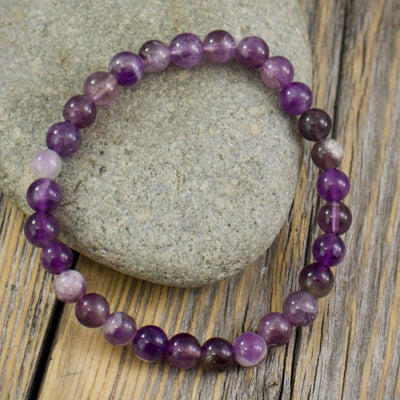 Amethyst Bracelet, 6mm Ball Beads