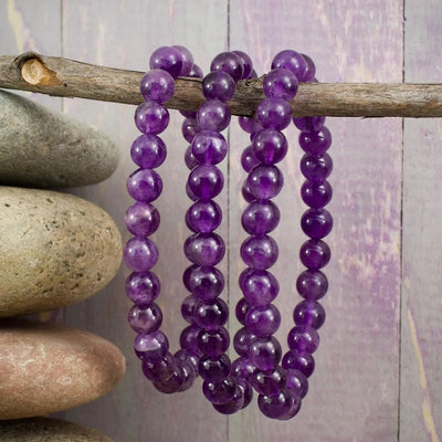 Amethyst Bracelet, 8mm Ball Beads