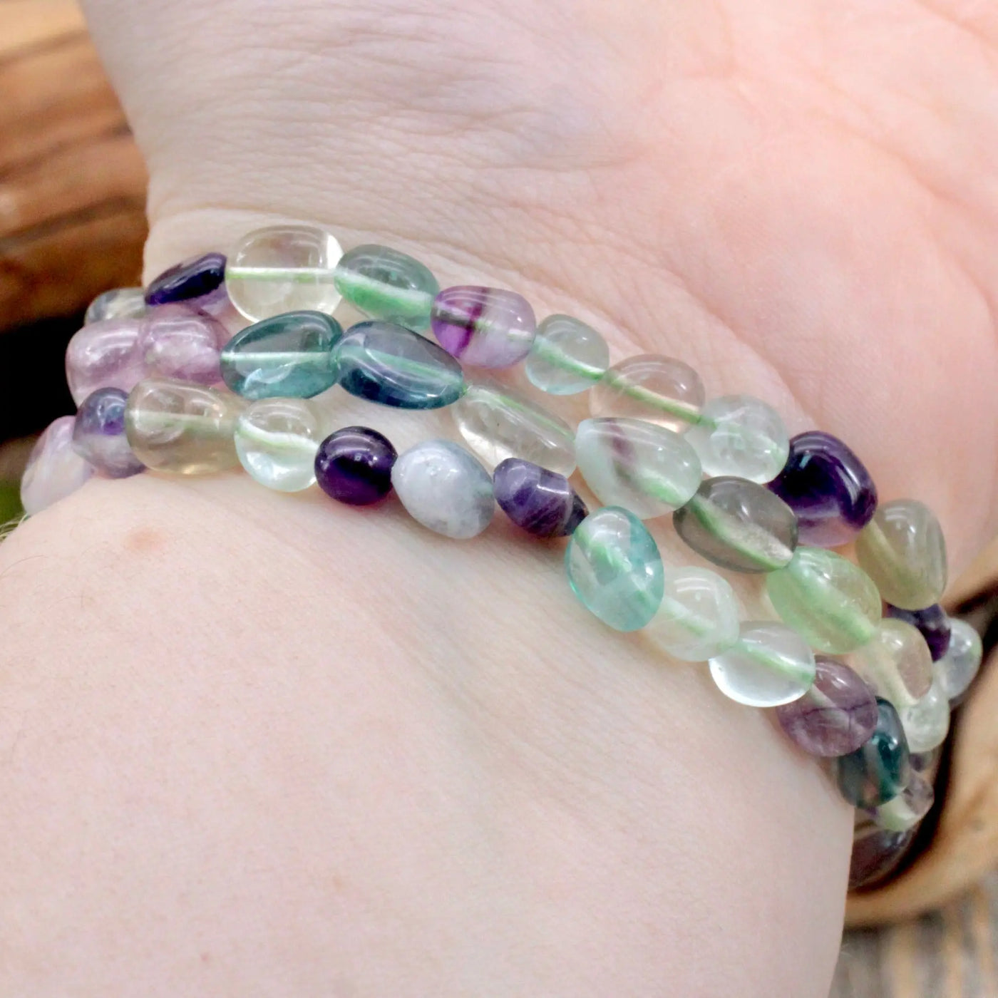 Rainbow Fluorite Pebble Bracelet