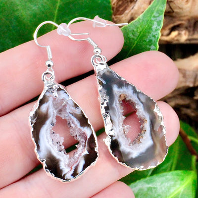 Druzy Agate Crystal Cave Earring