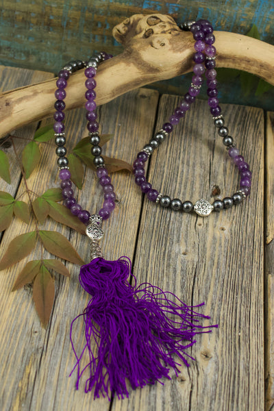 Amethyst and Hematite Mala