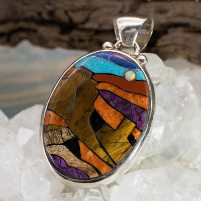 Crystal Artisanal Mosaic Pendants Oval