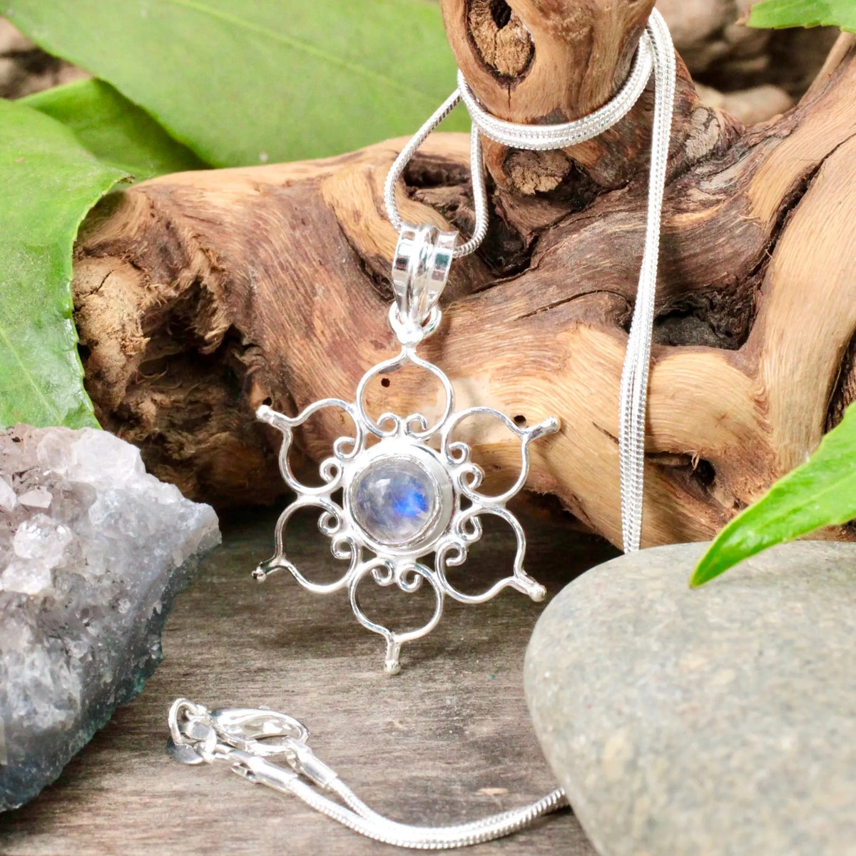 Moonstone Lotus Flower Pendant