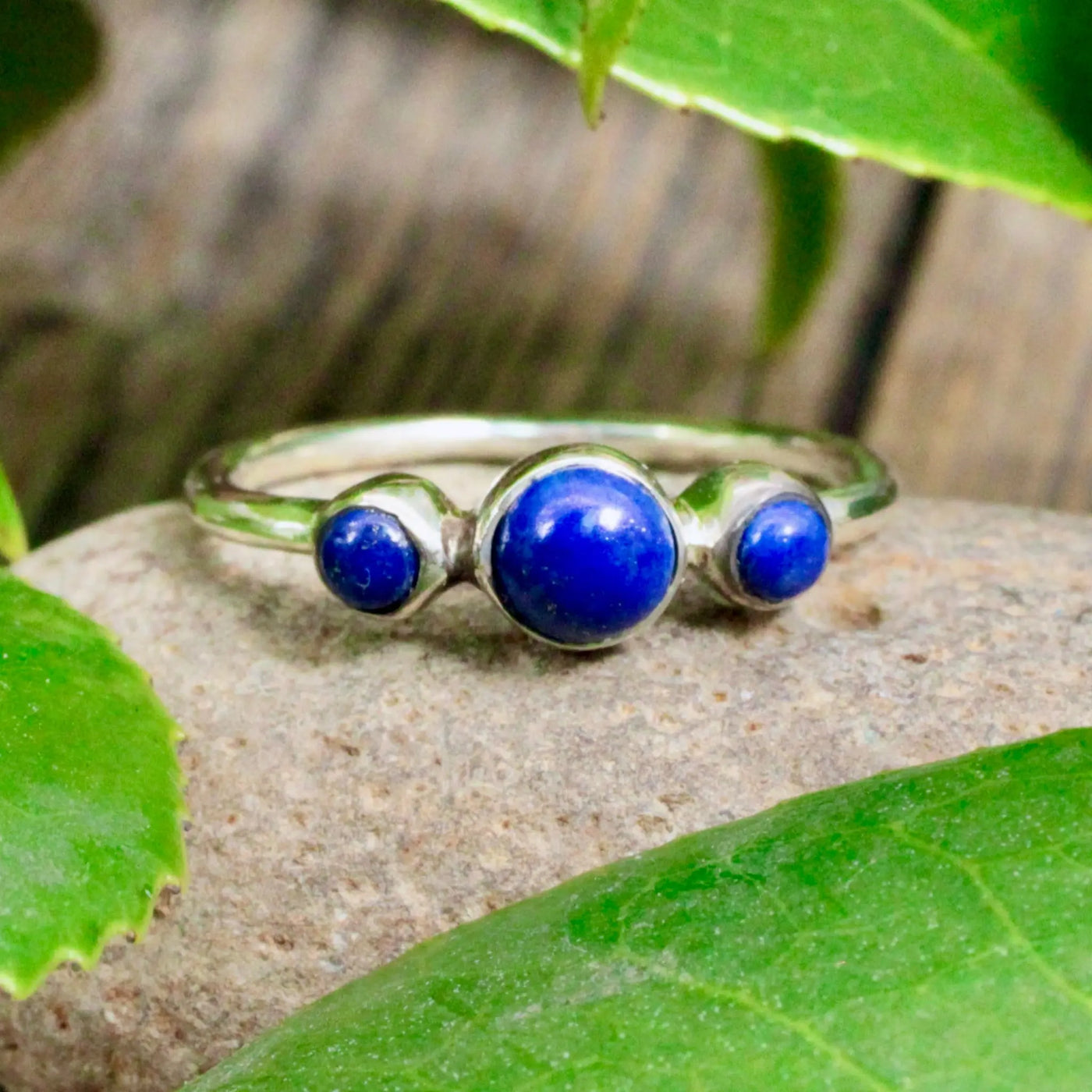 Lapis Lazuli Three Stone Ring