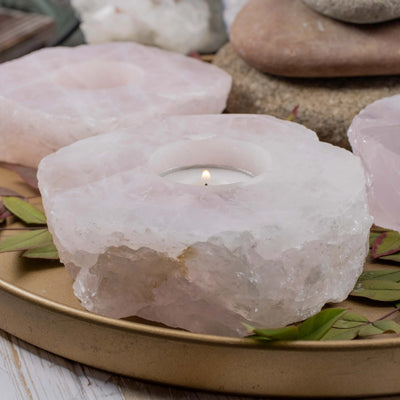 Rose Quartz Candle Holders