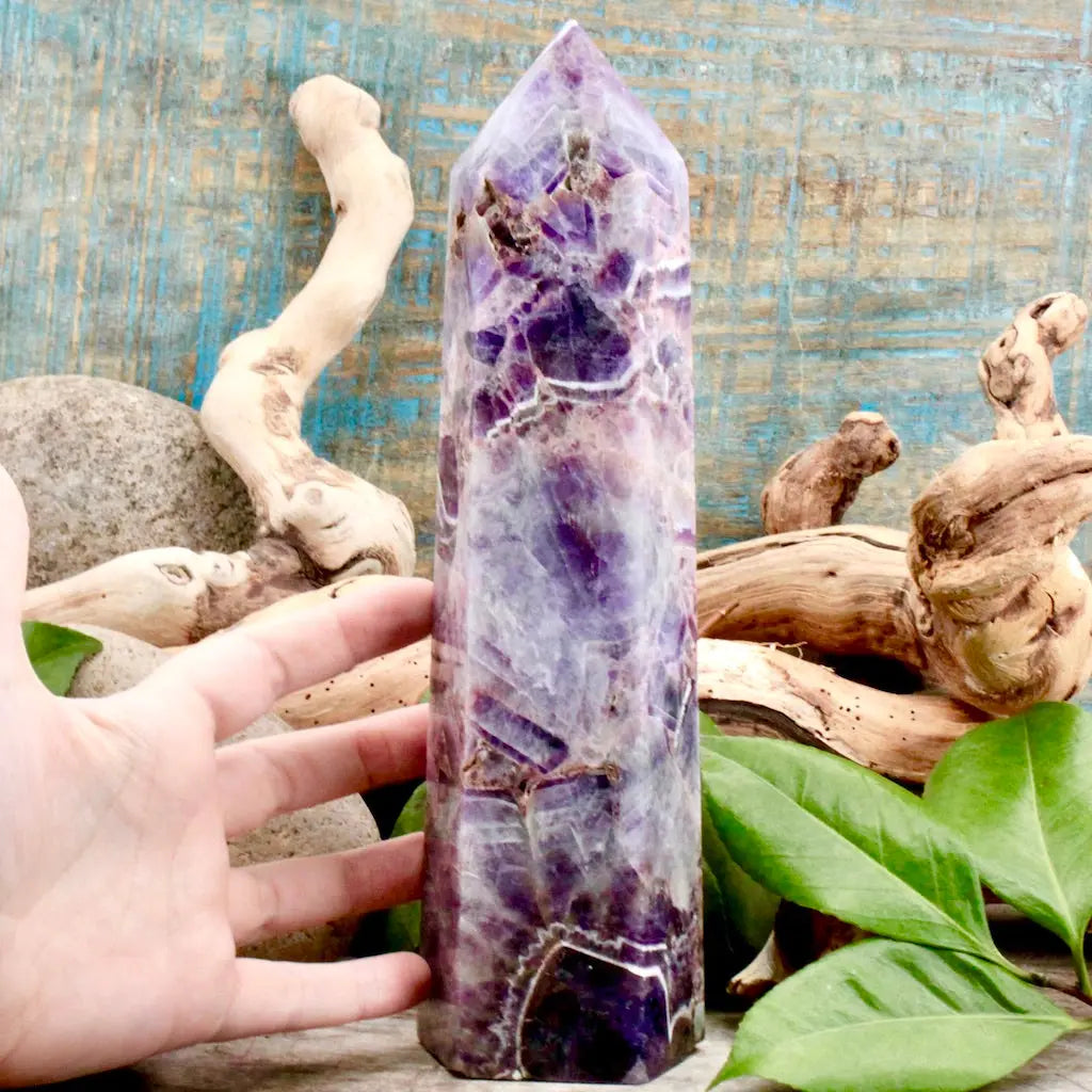 Large Chevron Amethyst Tower