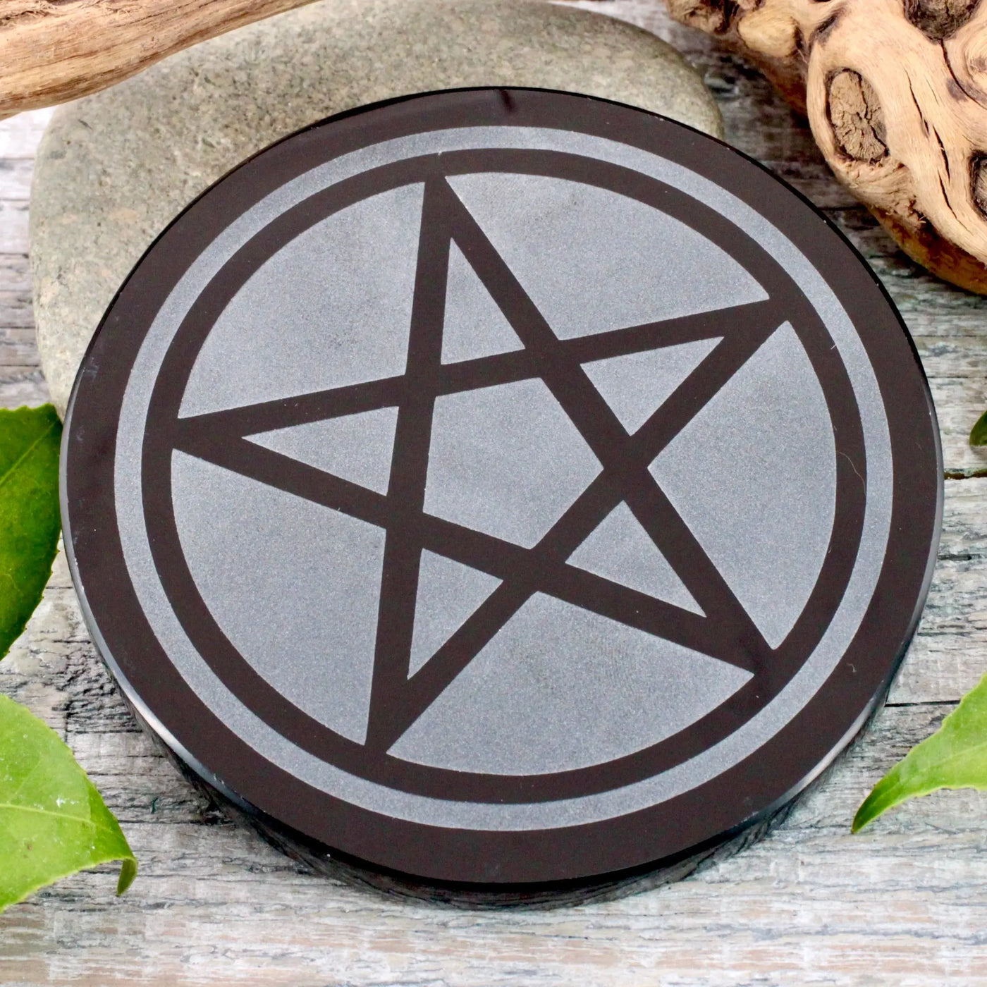 Obsidian Scrying Mirror Pentacle 