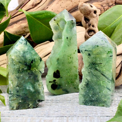 Raw Edge Prehnite Tower