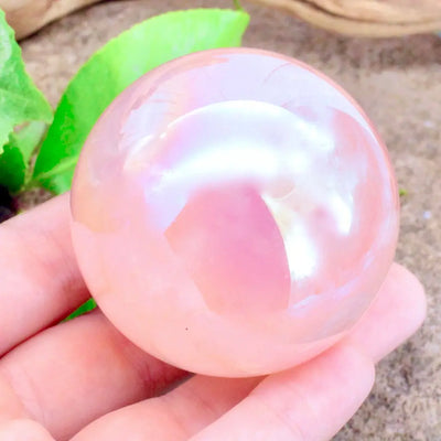 Pink Aura Rose Quartz Sphere