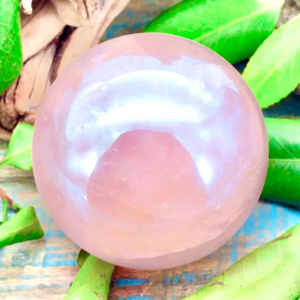 Pink Aura Rose Quartz Sphere