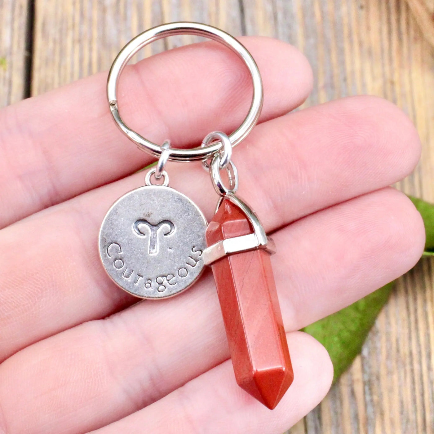 Red Jasper Zodiac Key Ring - Aries