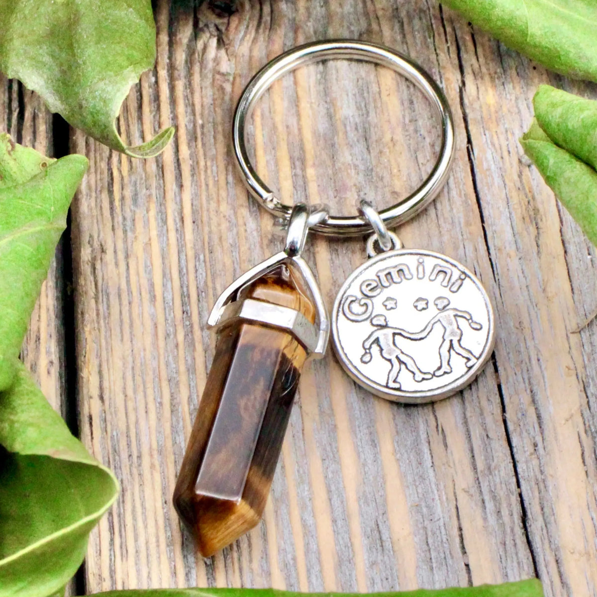 Tiger's Eye Zodiac Keychain - Gemini