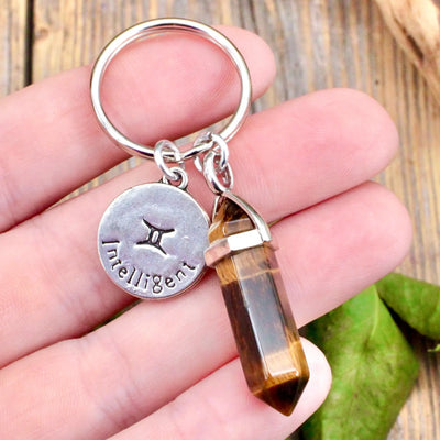 Tiger's Eye Zodiac Key Ring - Gemini